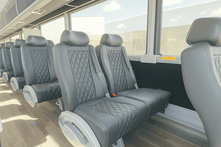 interior of Bismarck Minibus Company charter bus