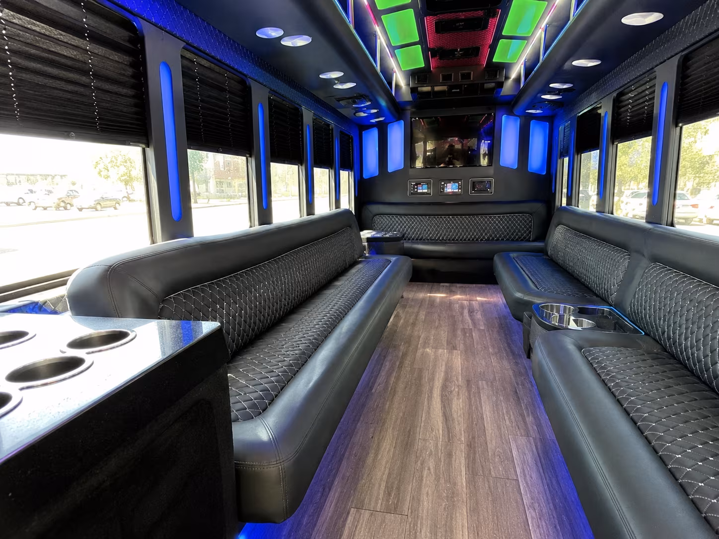 bismarck 15 passenger party bus inside