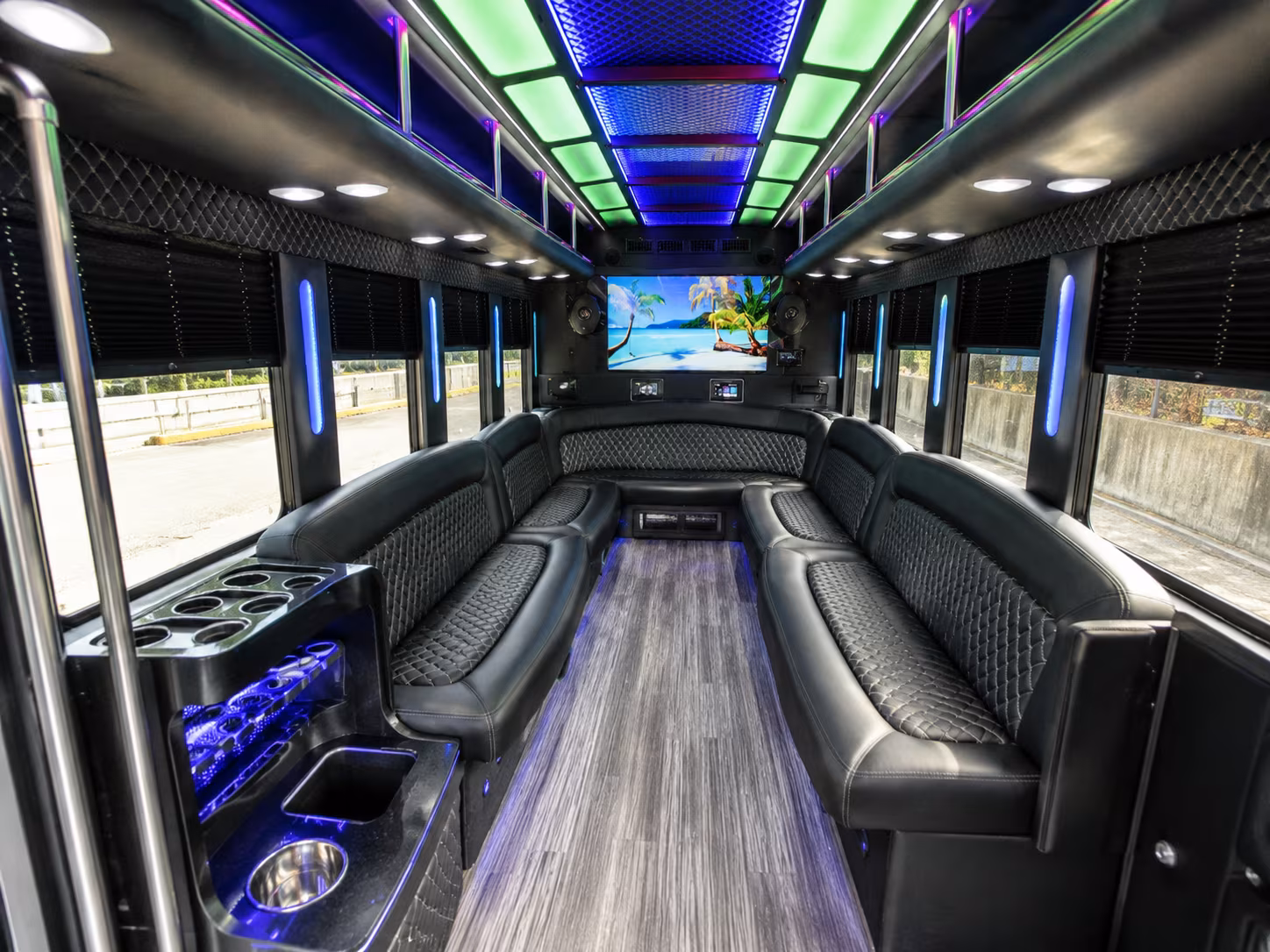 bismarck 18 passenger party bus inside